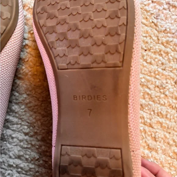 Birdies Blackbird Flats Size 7 Antique Pink Navy Trim Comfort Loafers - Picture 9 of 10